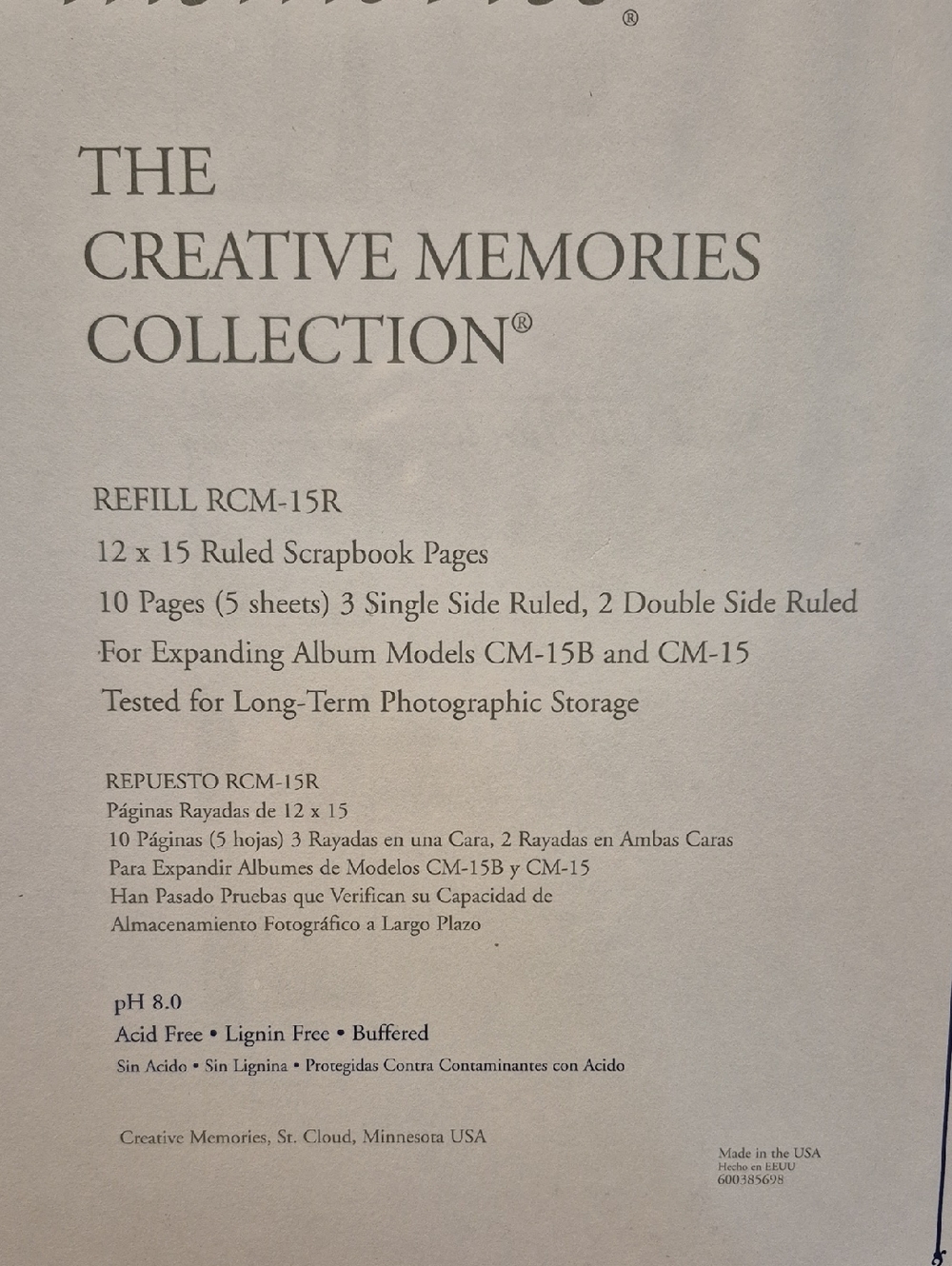 Creative Memories 12x15 Page Refills 30 Sheets + 5 Ruled Pages - Picture 3 of 4